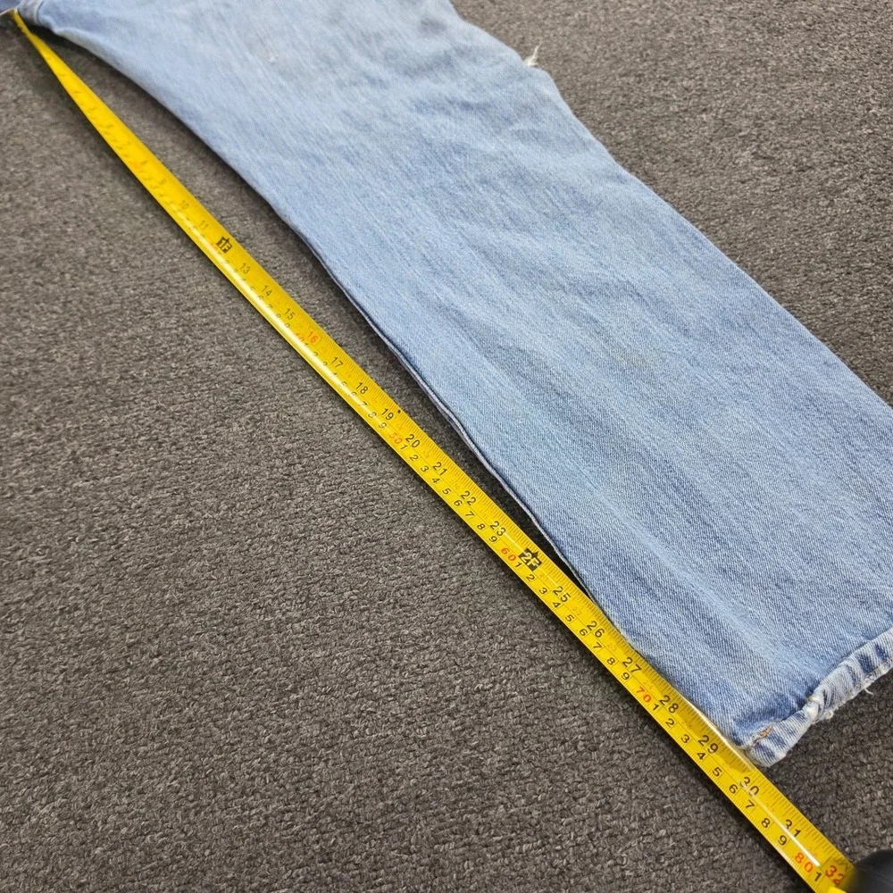 Vtg Levis 501 Straight Fit Jeans Mens 34x30 Blue Distressed Button Fly Light Y2k